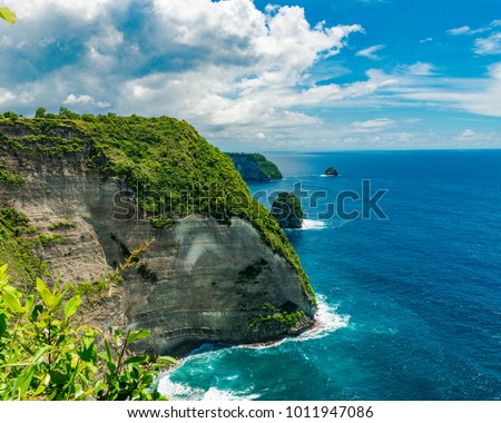 This is Klingking Beach on the island of Nusa Penida near the island of Bali in Indonesia