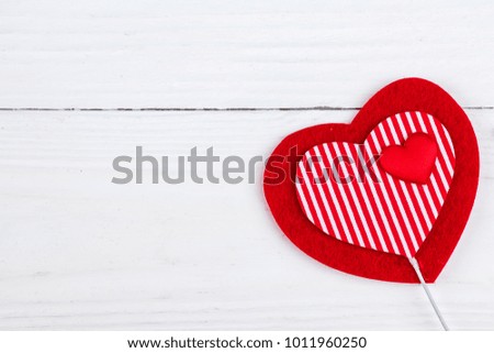 Love hearts on wooden texture background. Valentines day