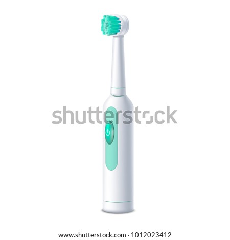 Realistic Detailed 3d Electric Toothbrush Dental Hygiene and Health Care Concept Contemporary Electrical Equipment. Vector illustration of Brush