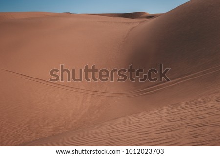 Desert Sand Blue Sky and Yellow Orange Sand Desert