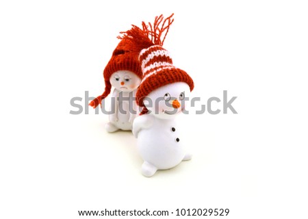 Snowmans figures friends on white background