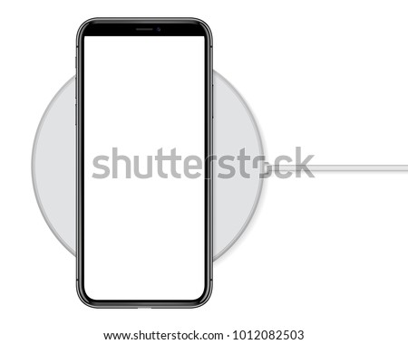 phone charging on wireless charger vector drawing on white background