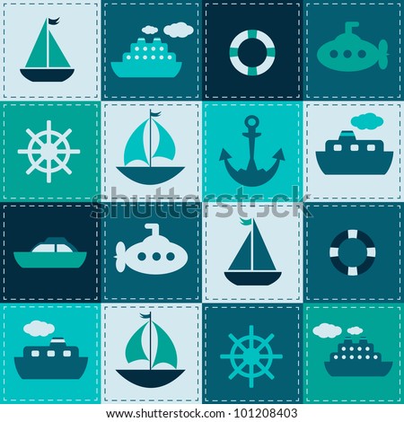 vector patchwork background with sea transport