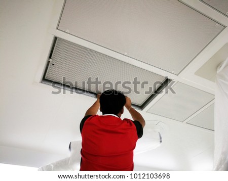 HEPA filter Installation and Testing in Operating Room Royalty-Free Stock Photo #1012103698