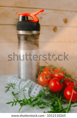 Shaker with vegetables and Ribbon. nature