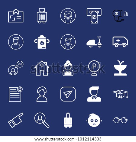 People filled and outline vector icon set on navy background