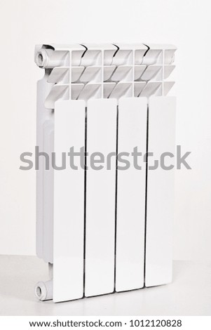Heating radiators batteries , aluminum, bimetal. on white background in studio