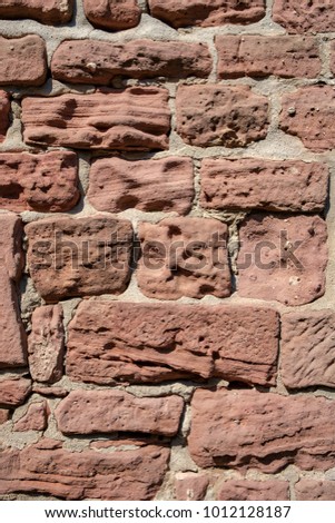Closeup of wock walls at Madenburg Castle in the Palatinate region of Germany.