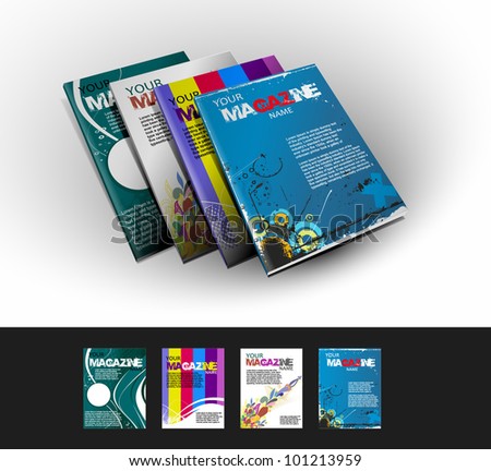 Four magazine cover layout design vector