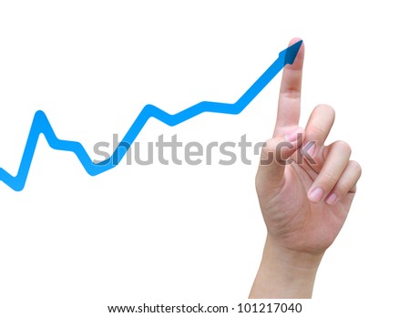 women hand and business graph Royalty-Free Stock Photo #101217040
