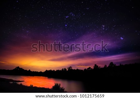 Galaxy with stars and space dust in night sky background with stars and space dust in the universe. Landscape with gradient star among the galaxy.