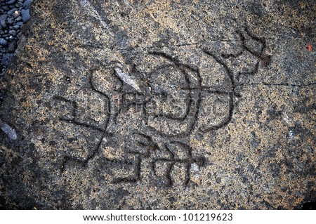 Amazing 1700 year old Ancient Hawaiian petroglyphs done in lava from The big Island