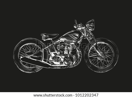 Hand drawn sketch classic motorcycle. Vector illustration design concept.