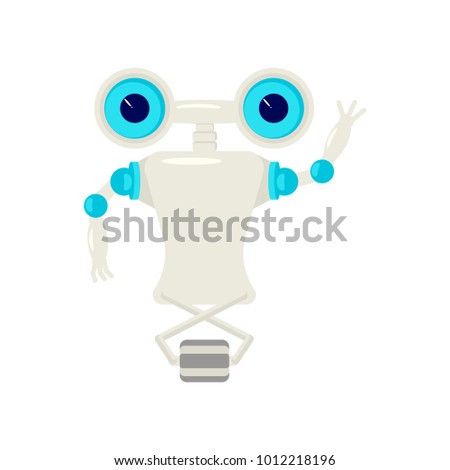Cartoon Cute chat bot in flat design. Friendly Android Robot Character isolated on white background. Vector illustration eps 10
