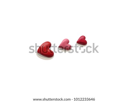 three hearts on a white background