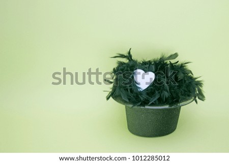 Hat with feathers and heart for Valentine's Day