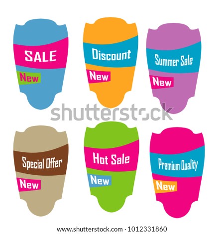 set of colorful sale discount offer label sticker badge web banner isolated on white background