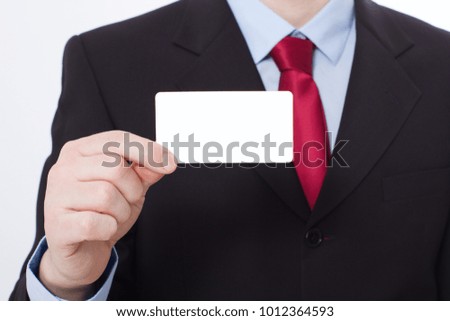 Template and Blank Business card in Man's hand. Selective focus