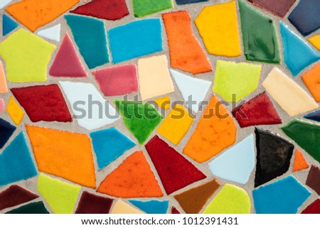 Detail of a multicolored glass mosaic.