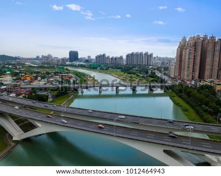 Aerial view beautiful motorway, expressway, expressway is an important infrastructure in Taiwan.
