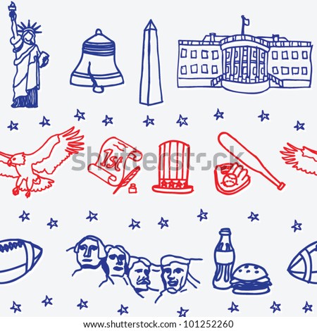 American symbols icons seamless pattern