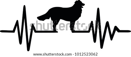 Heartbeat pulse line dog with bernese mountain silhouette black