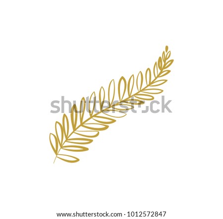 Doodle hand drawn palm branch with leaves isolated on white