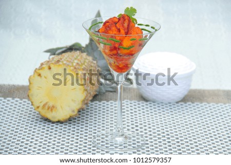 Pineapple in White Wine Glass
