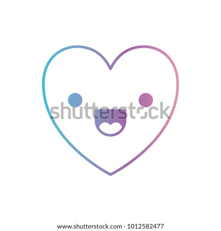 heart kawaii in jolly expression in degraded blue to purple color contour