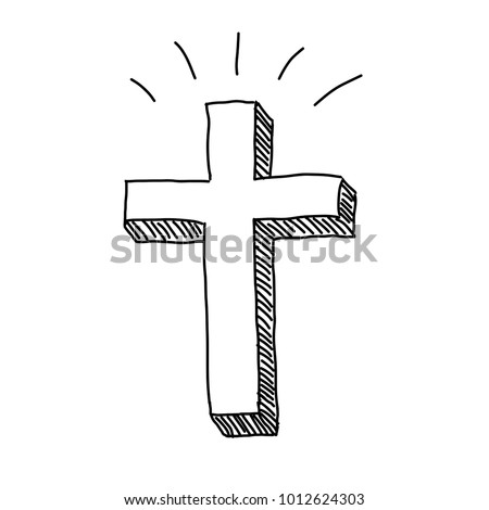 Christian easter cross vector doodle
