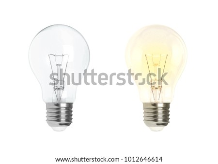 Glowing electric light bulb isolated Royalty-Free Stock Photo #1012646614