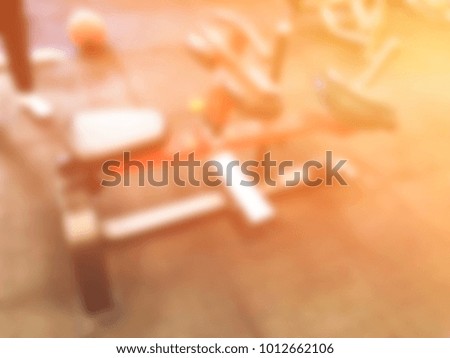 Training apparatus in gym. Blurred picture of gym. The abstract blur fitness gym background 