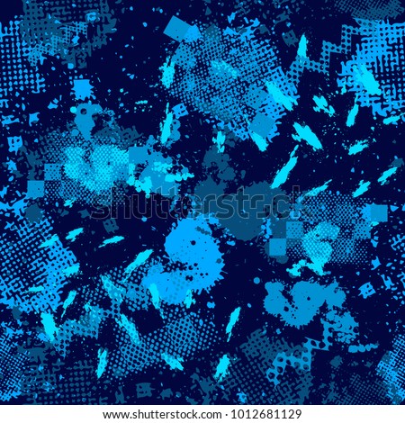 Camouflage sport pattern background seamless vector illustration. Classic camouflage sport pattern clothing style masking camo repeat print. Blue colors sea texture. Pattern for kids, boys, girls Royalty-Free Stock Photo #1012681129