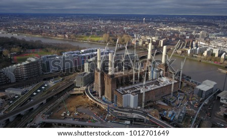 Aerial drone image of Battersea Power Station January 2018.