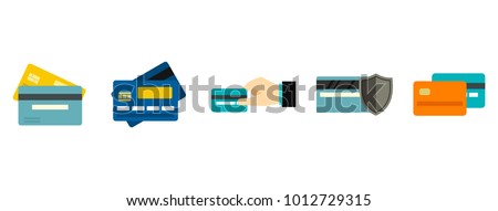 Credit card icon set. Flat set of credit card vector icons for web design isolated on white background Royalty-Free Stock Photo #1012729315