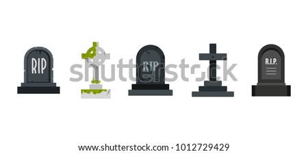 Grave icon set. Flat set of grave vector icons for web design isolated on white background Royalty-Free Stock Photo #1012729429