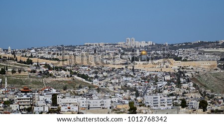 panoramic view of Jerusalem Old City and skyline