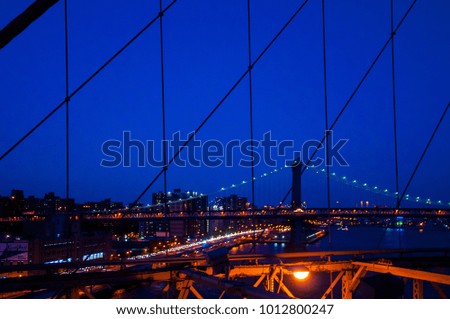 Manhattan Bridge from Brooklyn Bridge - New York City