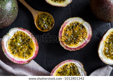 Close up of Passion fruit, Top view