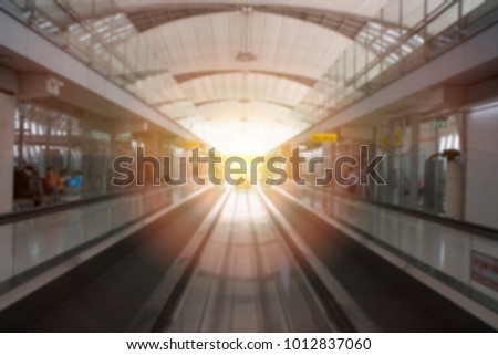 Abstract blur interior airport terminal for background