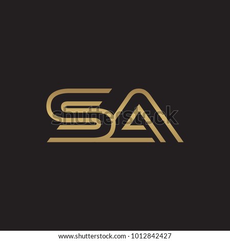initial letter logo line unique modern, gold color
