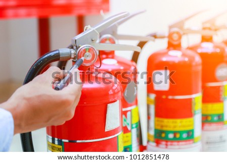 Engineer inspection Fire extinguisher and fire hose.