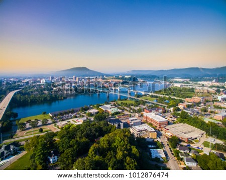 Chattanooga Tennessee Downtown Riverfront Aerial Royalty-Free Stock Photo #1012876474