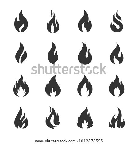 Vector fire icons set grey on white background Royalty-Free Stock Photo #1012876555