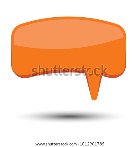 Orange cartoon comic balloon speech bubble without phrases and with shadow. Vector illustration.
