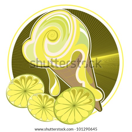 lemon ice-cream cone on a decorative background