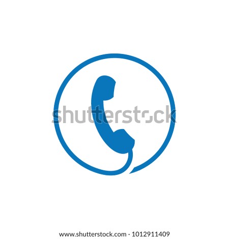 telephone and cable in circle icon logo vector