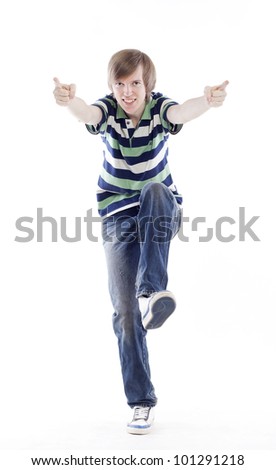 Young man dancing locking or hip-hop