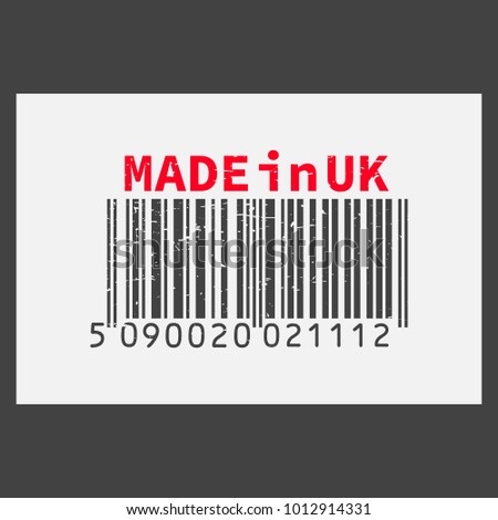 Vector realistic barcode  Made in UK on dark background.