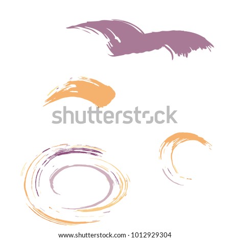 Set of colorful brush strokes. Dirty artistic design elements.